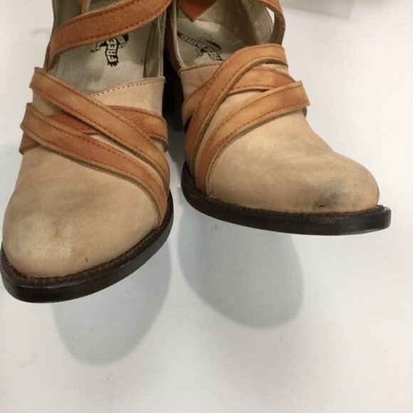 Freebird FB Grind Taupe Ankle Boots Size 9 Block Heel Leather Distressed Style - Picture 7 of 13